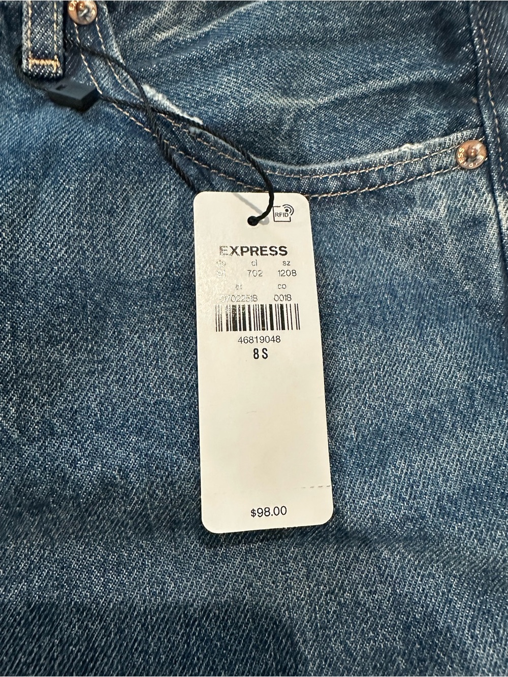 Express women’s wide leg, high rise Jeans in Dark Blue Wash - Picture 4 of 4